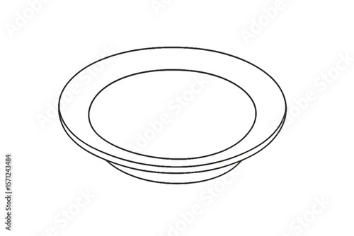 Line art design of a circular ceramic plate in simple style  