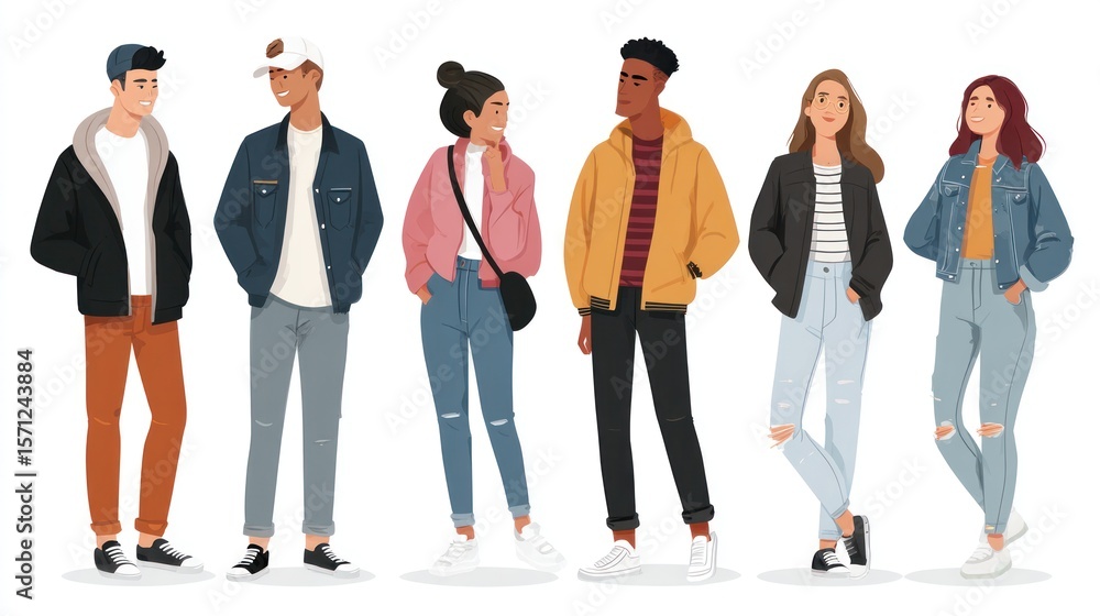 Fototapeta premium Diverse group of young people in casual clothing
