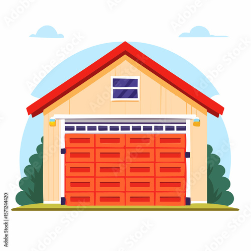 一戸建て住宅用ガレージのベクター素材