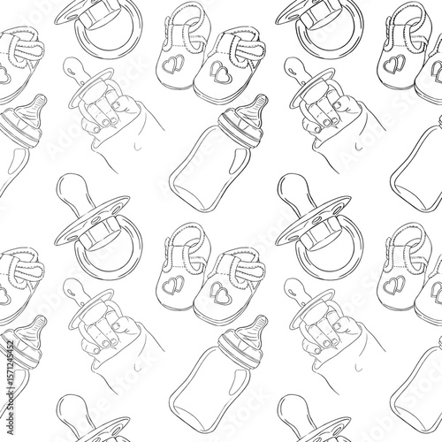 Childrens pattern in line style. Vector illustration