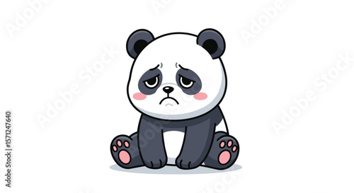 Sad sitting baby panda cartoon animal emotion cute creature kawaii