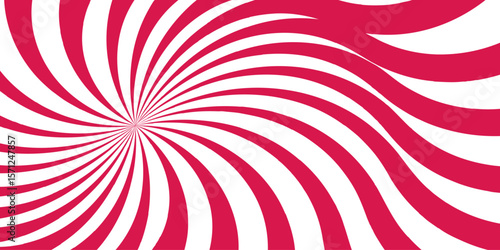 Dynamic abstract spiral design with a central focal point with wavy stripes. Hypnotic swirl radiates symmetrically sense of motion and energy.Smooth, wavy orange rays spiraling rays form symmetrical, 