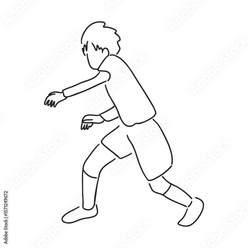 역동적인 포즈로 축구를 하는 선수 일러스트