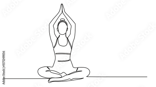 continuous line art of a woman doing yoga. concept of healthy living. vector illustration of a woman meditating