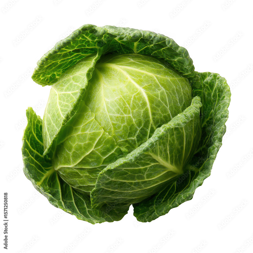Fototapeta premium Fresh green cabbage vegetable isolated on transparent background