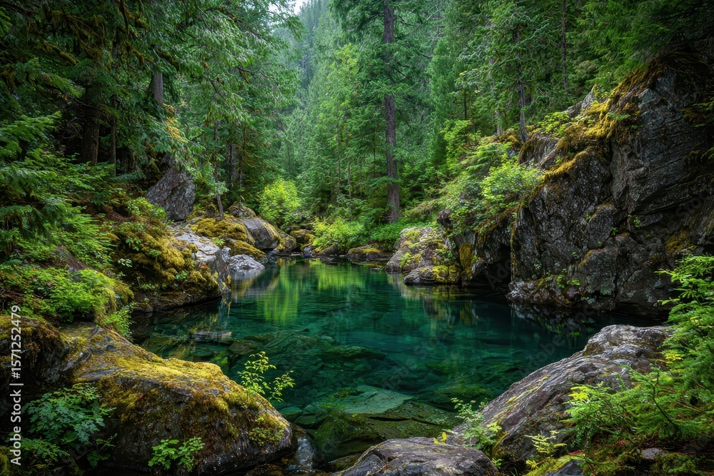 A tranquil concealed azure lake in a thick green forest encircled by mossy stones and vibrant flora an untouched natural beauty Vertical A tranquil concealed azure lake in a thick green forest encircled by mossy stones and vibrant flora an untouched natural beauty Vertical