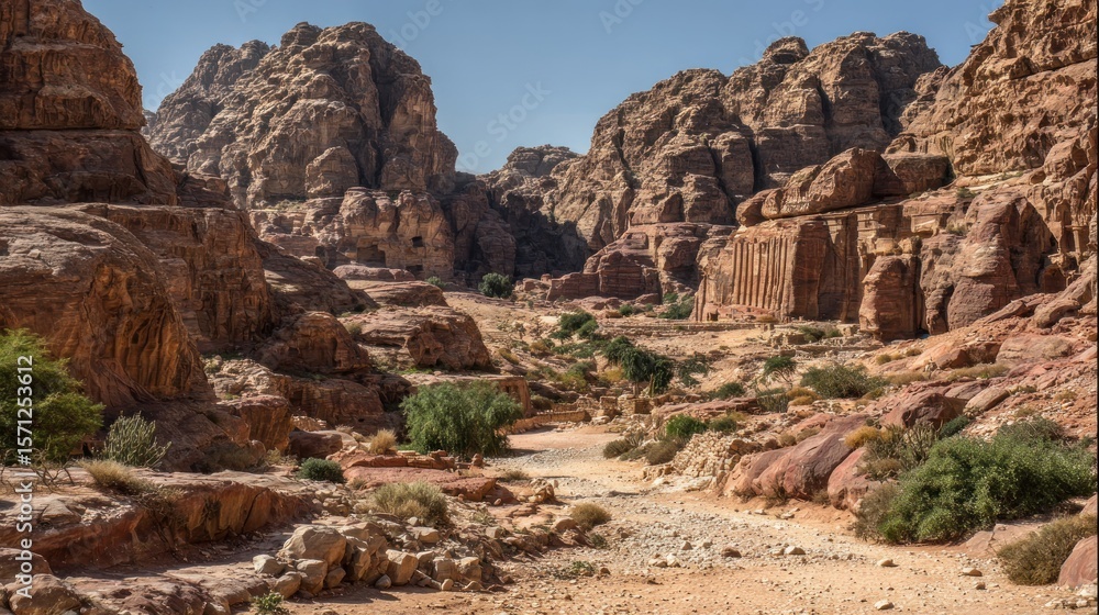 Fototapeta premium Desert canyon with ancient ruins