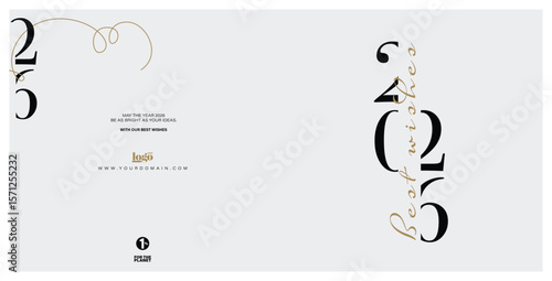 2026 logo and premium wish card with leaf style. Happy new Year.
