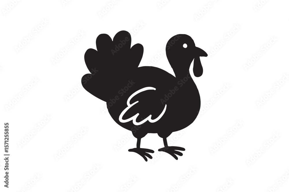 Fototapeta premium Doodle Turkey Icon silhouette vector art illustration on white background