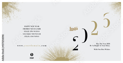 2026 logo and premium wish card with leaf style. Happy new Year.