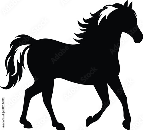 Walking Horse Silhouette Vector Illustration for Wildlife, Ranch, or Farm-Themed Design Projects