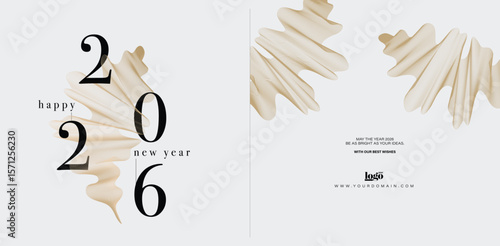 2026 logo and premium wish card with leaf style. Happy new Year.