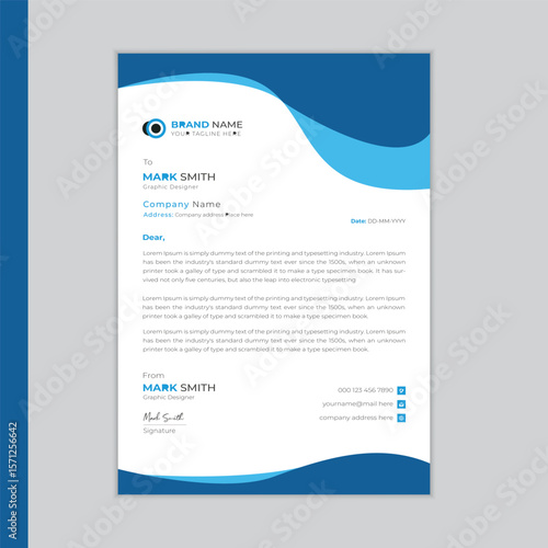 Clean business style letterhead design template