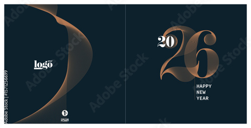 2026 logo and premium wish card with leaf style. Happy new Year.