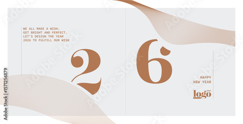 2026 logo and premium wish card with leaf style. Happy new Year.