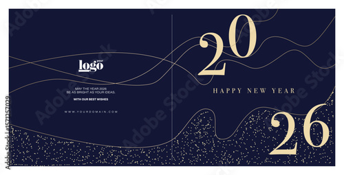 2026 logo and premium wish card with leaf style. Happy new Year.