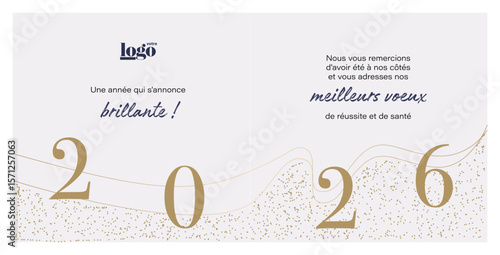 2026 logo and premium wish card with leaf style. Happy new Year.