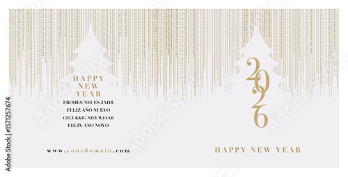2026 logo and premium wish card with leaf style. Happy new Year.