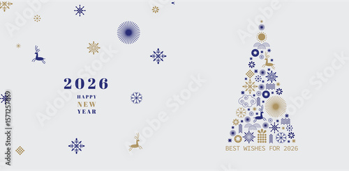 2026 logo and premium wish card with leaf style. Happy new Year.