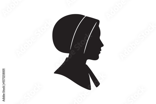 Pilgrim Woman silhouette vector art illustration on white background