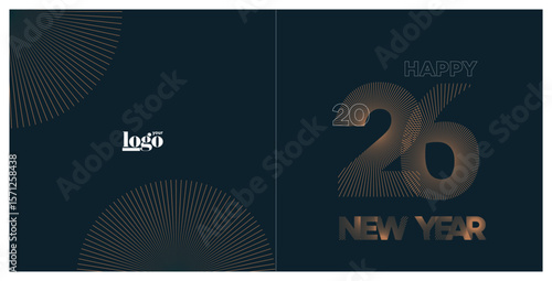 2026 logo and premium wish card with leaf style. Happy new Year.