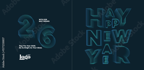 2026 logo and premium wish card with leaf style. Happy new Year.
