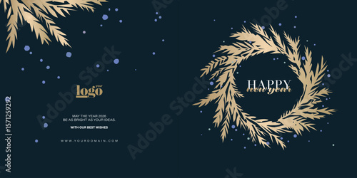 2026 logo and premium wish card with leaf style. Happy new Year.