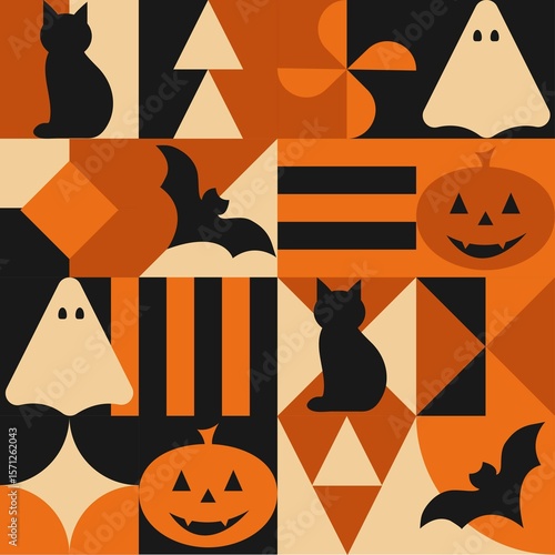 halloween seamless pattern with pumpkins