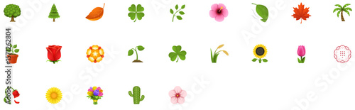 Set of Plants & Flowers Emoji icons