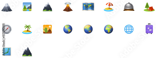 Set of Map, geographic & hotel Emoji icons