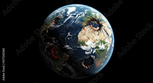 Stunning 3d Globe Showing Cracks and Volcanic Eruptions From Space