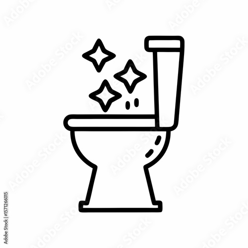 Clean toilet icon, line art style, for hygiene infographics