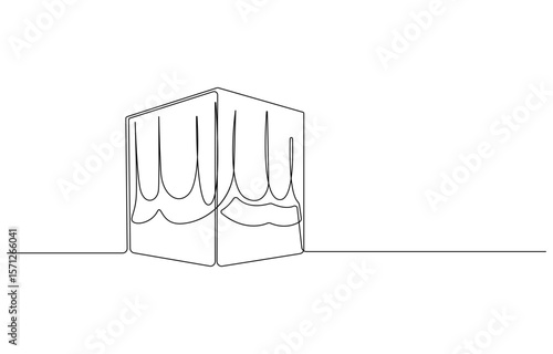 Kaaba in mecca one line art drawing