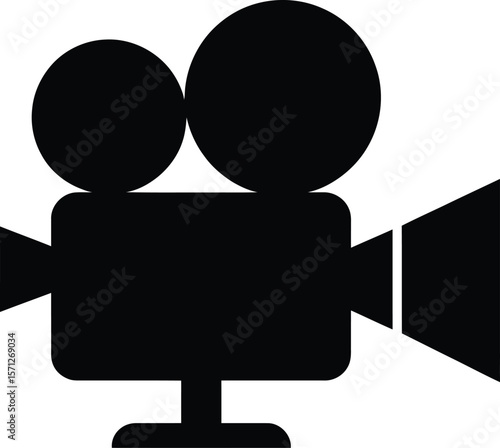 Vintage Movie Camera Silhouette Representing Film Cinema and Video Production a Simple Black and White Graphic Icon for Filmmaking Entertainment and Media Industries on a