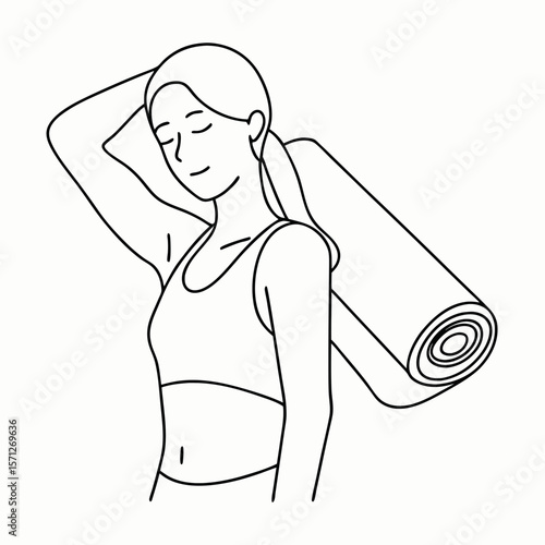 woman in sportswear holding yoga mat. fitness lifestyle
