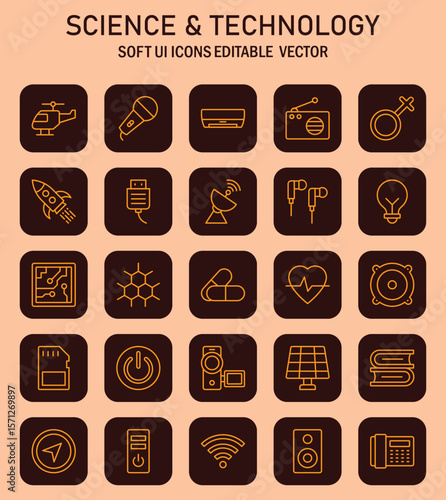 Diverse representation of technological advancements and scientific tools in modern society showcased through