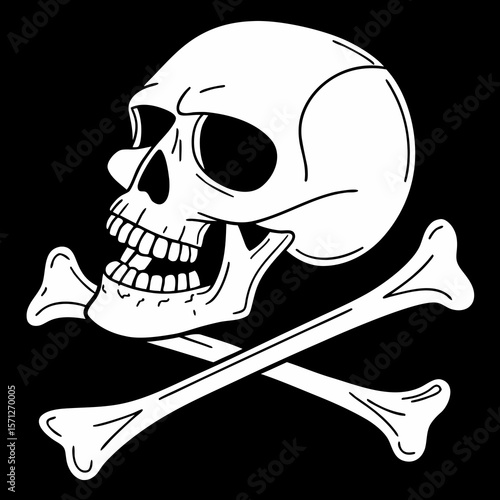 White skull and crossbones on black vector