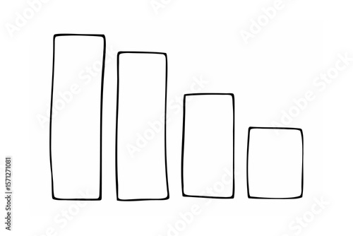 Rectangular bars descending in height graph chart