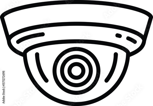 Security Camera Icon in Outline Style Surveillance Technology CCTV Camera for Safety and Protection Video Monitoring and Crime Prevention Vector Illustration