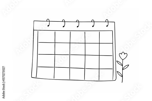Calendar with spiral binding and flower planner schedule
