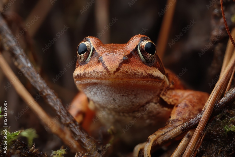 Obraz premium Rana temporaria a brown amphibian