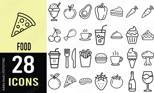 28 Delicious Food Icons: Free Vector Line Art Graphics for Design Projects