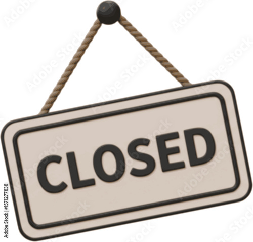 Hanging closed sign with rope illustration
