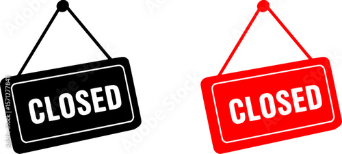 Hanging closed sign with rope illustration
