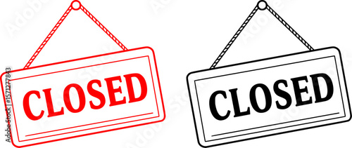 Hanging closed sign with rope illustration
