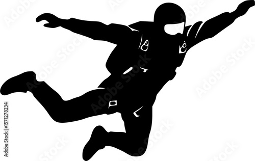 minimalist Skydiver man extreme sport freedom vector black color silhouette
