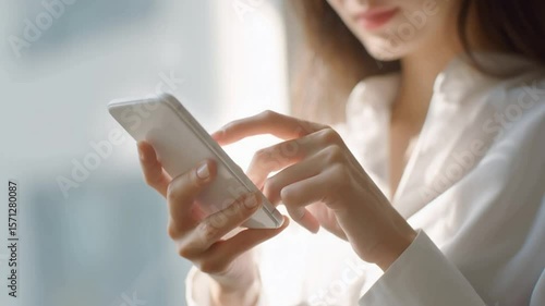 スマホを触る日本人女性