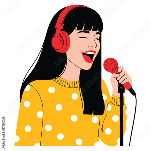 Girl Singing with Headphones