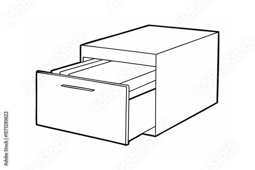Open file cabinet drawer with documents storage