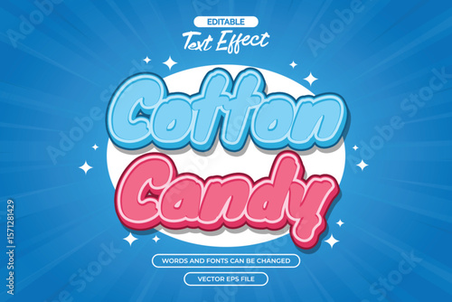 Cotton candy editable text effect with cartoon text style